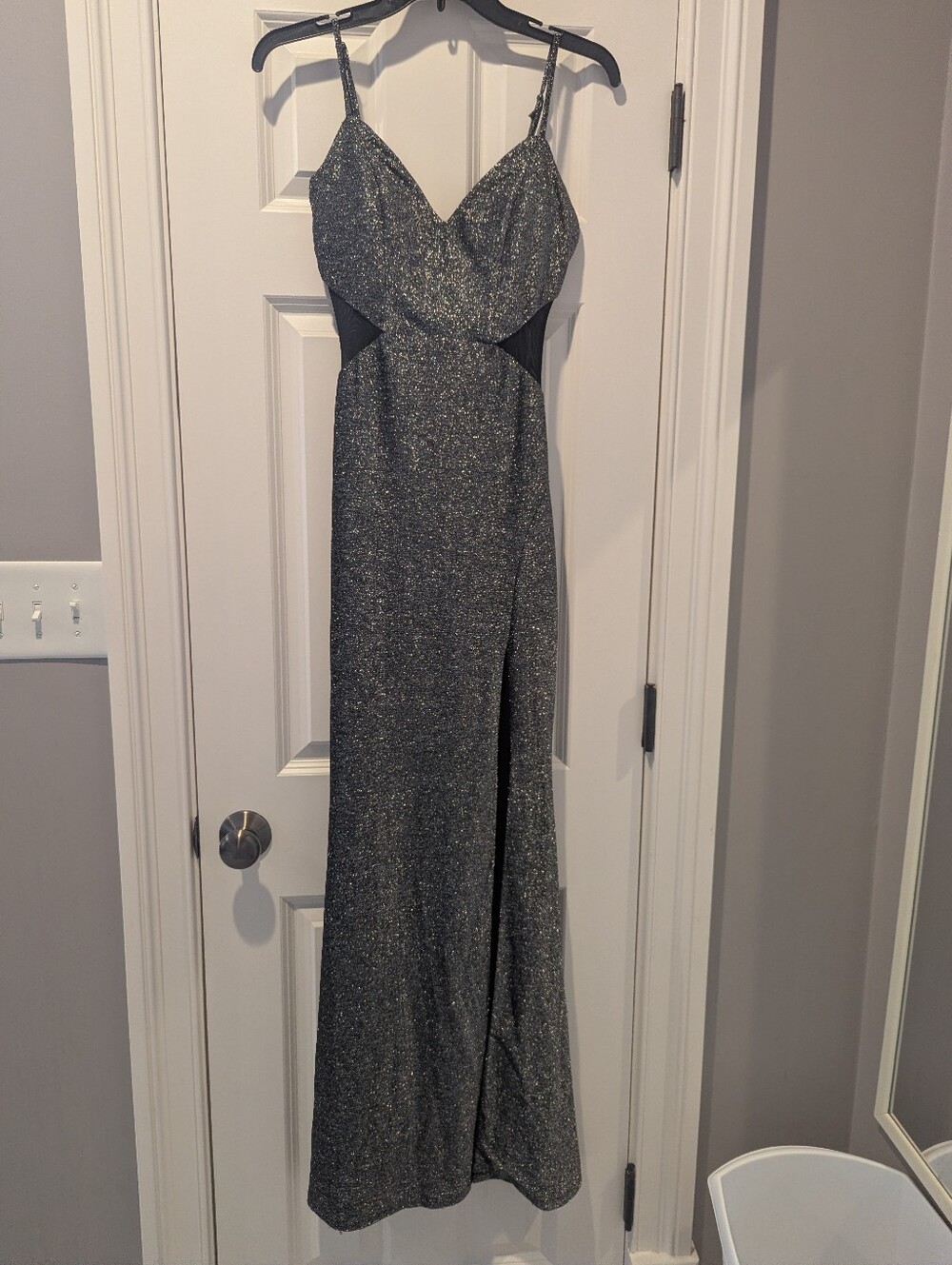 Sparkle Evening Gown - Silver Glitter Maxi Dress Prom Homecoming